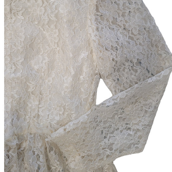 HP Vintage Sun-Born Lace High Ruffle Collar Sheer Sleeve Peplum Lolita Blouse - Picture 12 of 16